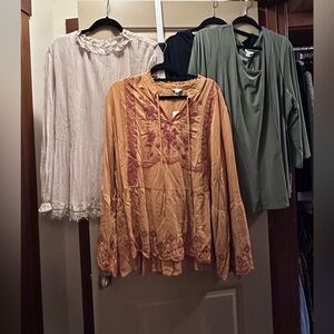 Lot of Catos Long Sleeve Blouses 26/28 NWT